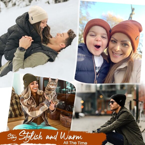 🆕 Women Brown Knit Beanie Hat Acrylic Winter Soft Wearing Warm Unisex Cuffed - Picture 6 of 9